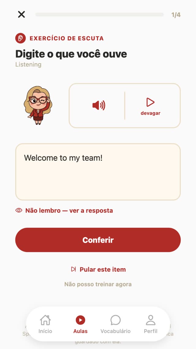 Treino de escuta: digite o que você ouve